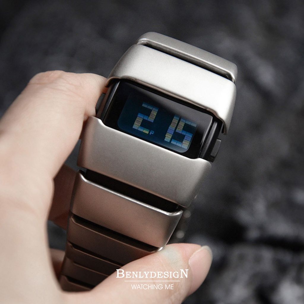 Benlydesign｜X6000型 X6000S-M｜銀色款 多功能不鏽鋼錶帶電子錶正面細節