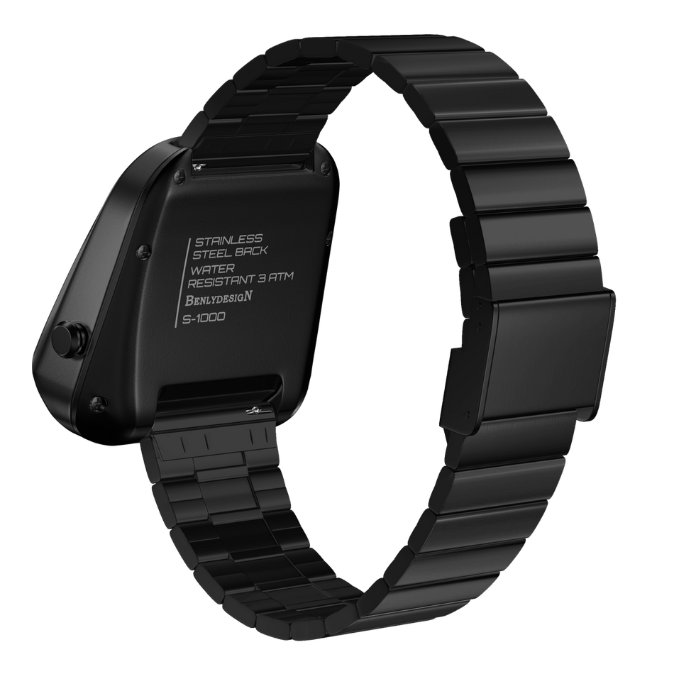 Benlydesign｜Stargazer觀星者系列 S1000B-Y｜黑色 綠字款 多功能電子錶背面