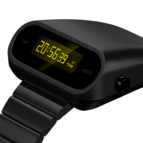 Benlydesign｜Stargazer觀星者系列 S1000B-Y｜黑色 綠字款 多功能電子錶錶面細節