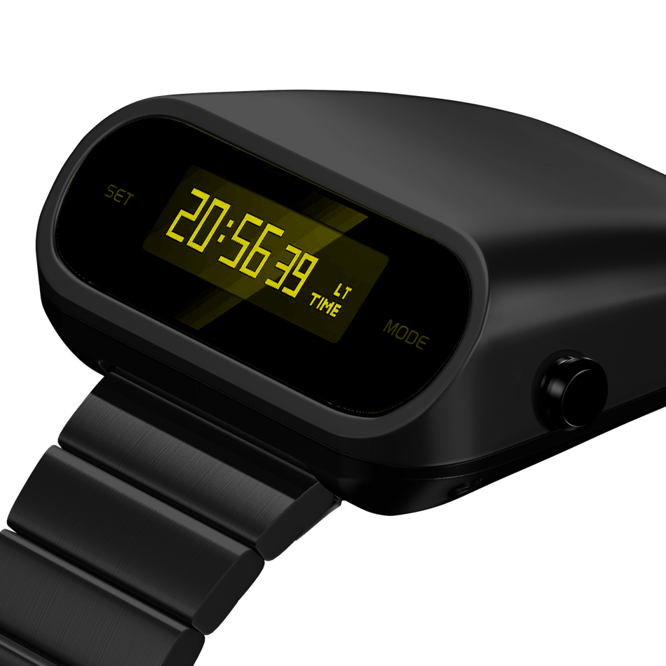 Benlydesign｜Stargazer觀星者系列 S1000B-Y｜黑色 綠字款 多功能電子錶錶面細節