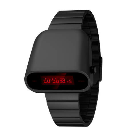 Benlydesign｜Stargazer觀星者系列 S1000B-R｜黑色紅字款 多功能電子錶正面