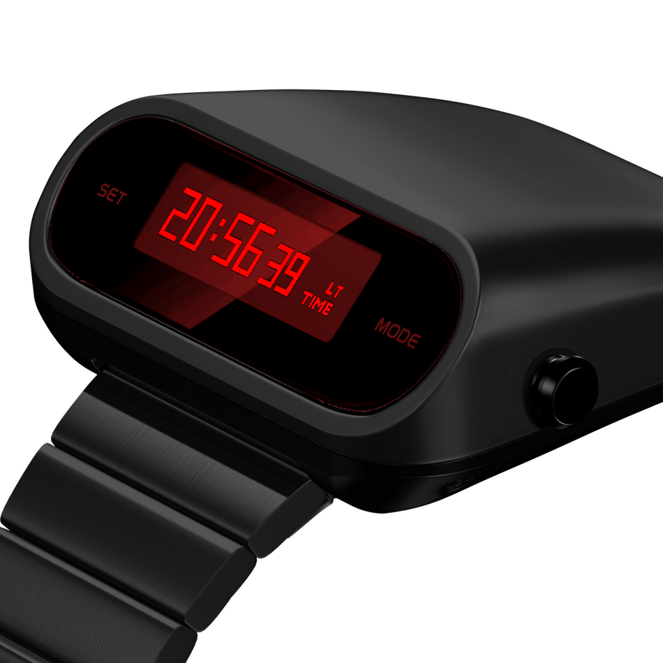 Benlydesign｜Stargazer觀星者系列 S1000B-R｜黑色紅字款 多功能電子錶錶面細節