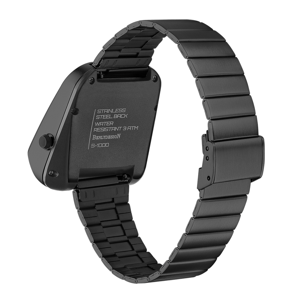 Benlydesign｜Stargazer觀星者系列 S1000B-W｜黑色白字款 多功能電子錶背面