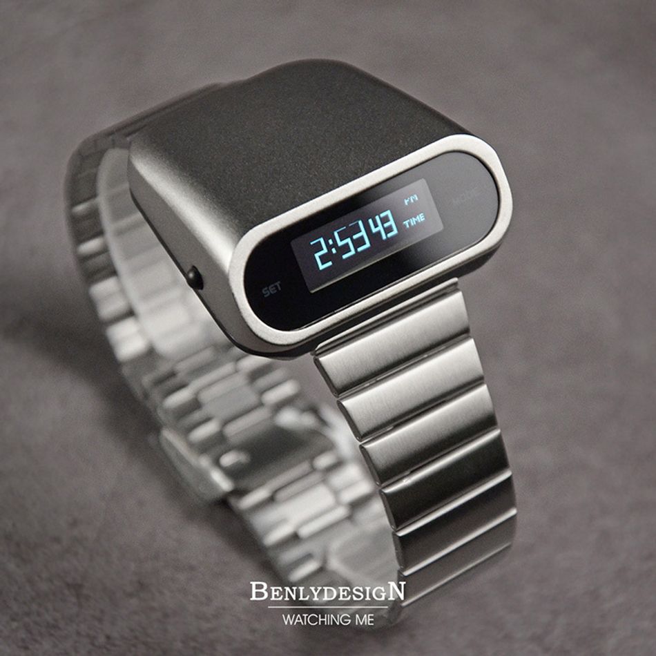 Benlydesign｜Stargazer觀星者系列 S1000S-W-D｜銀色白字款 多功能電子錶側面