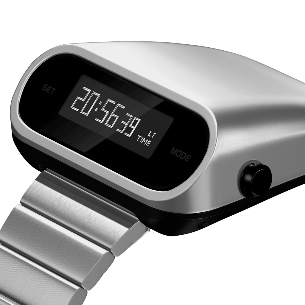 Benlydesign｜Stargazer觀星者系列 S1000S-W-D｜銀色白字款 多功能電子錶錶面細節