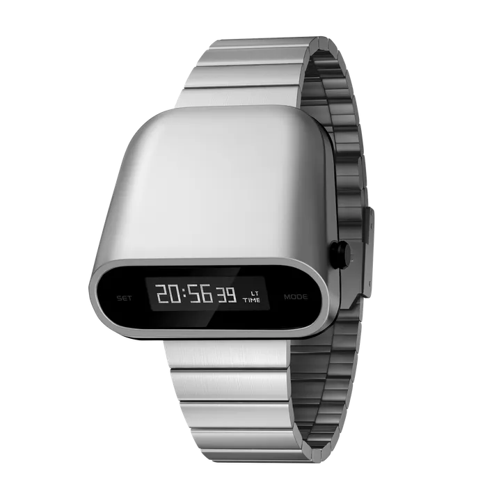 Benlydesign｜Stargazer觀星者系列 S1000S-W-D｜銀色白字款 多功能電子錶正面