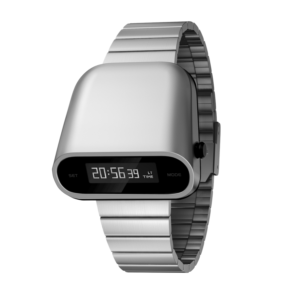 Benlydesign｜Stargazer觀星者系列 S1000S-W-D｜銀色白字款 多功能電子錶正面