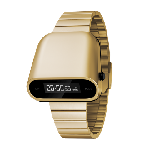 Benlydesign｜Stargazer觀星者系列 S1000G-D｜金色白字款 多功能電子錶正面