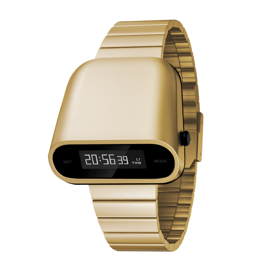 Benlydesign｜Stargazer觀星者系列 S1000G-D｜金色白字款 多功能電子錶正面