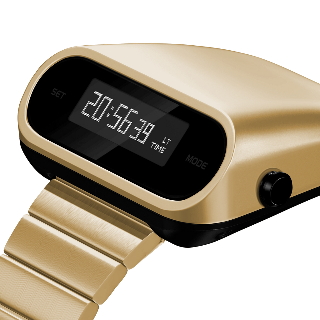 Benlydesign｜Stargazer觀星者系列 S1000G-D｜金色白字款 多功能電子錶錶面細節