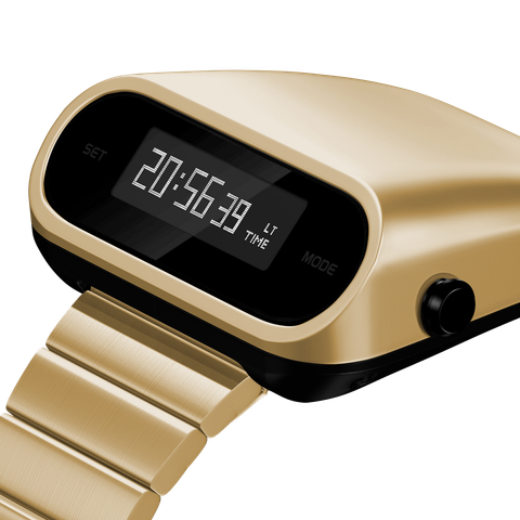 Benlydesign｜Stargazer觀星者系列 S1000G-D｜金色白字款 多功能電子錶錶面細節