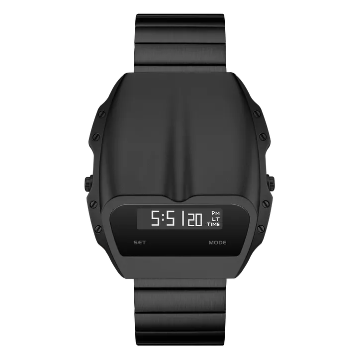 Benlydesign ｜ Gladiator角鬥士系列 X7000B-W｜黑色白字款 不鏽鋼錶帶 多功能電子錶正面