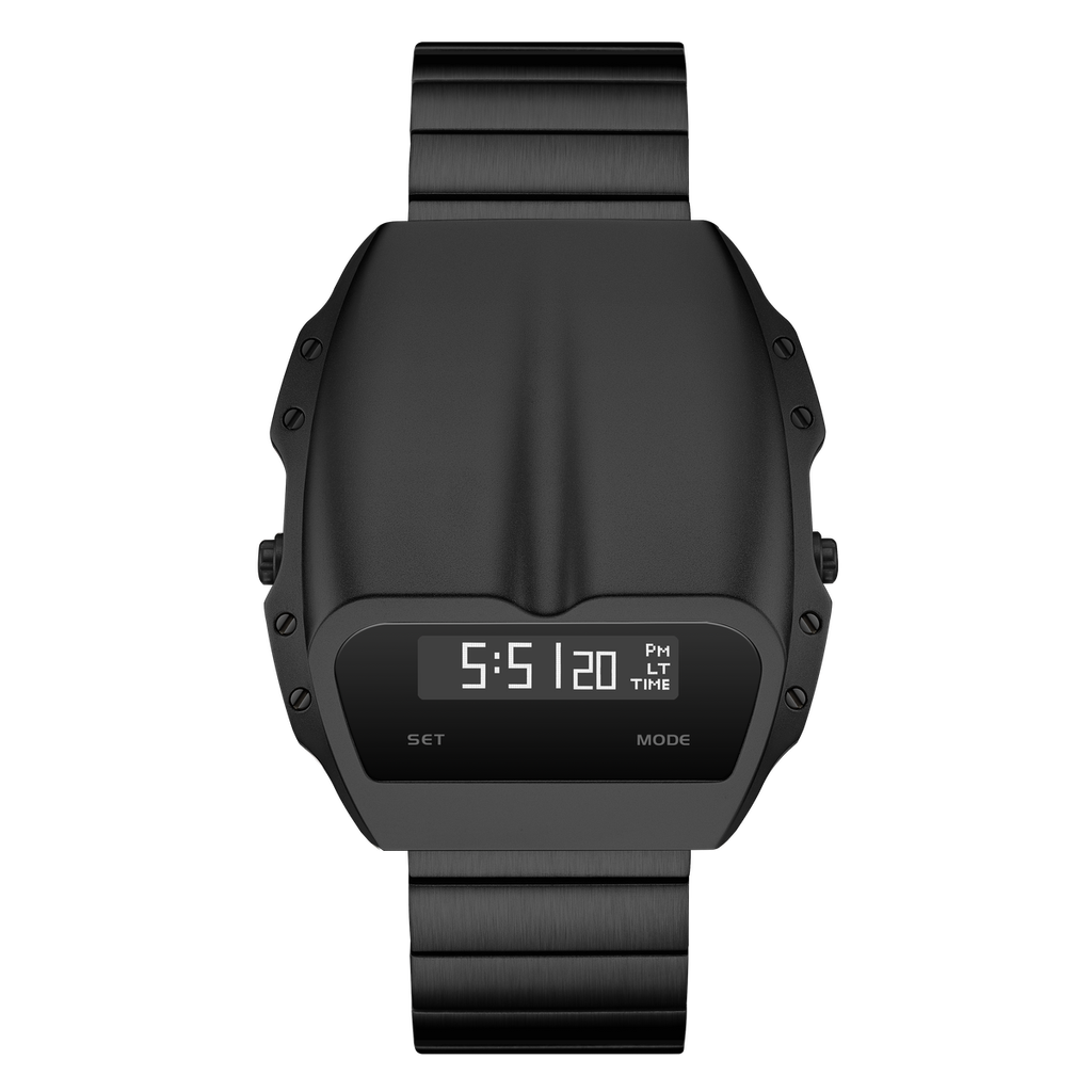 Benlydesign ｜ Gladiator角鬥士系列 X7000B-W｜黑色白字款 不鏽鋼錶帶 多功能電子錶正面