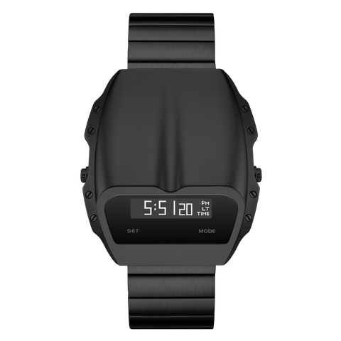 Benlydesign ｜ Gladiator角鬥士系列 X7000B-W｜黑色白字款 不鏽鋼錶帶 多功能電子錶正面