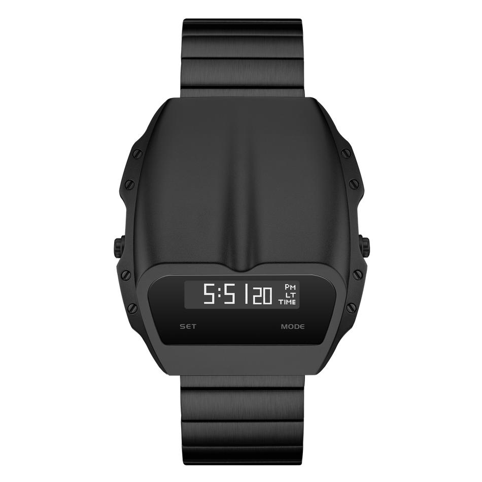 Benlydesign ｜ Gladiator角鬥士系列 X7000B-W｜黑色白字款 不鏽鋼錶帶 多功能電子錶正面