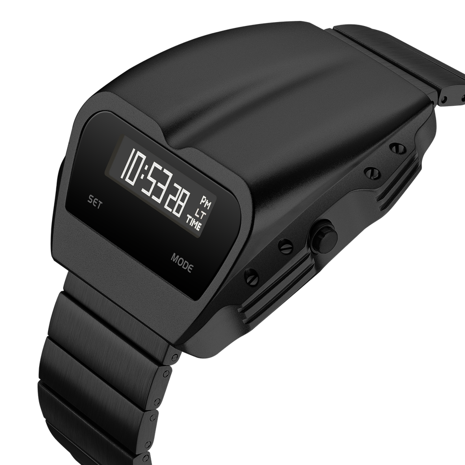 Benlydesign ｜ Gladiator角鬥士系列 X7000B-W｜黑色白字款 不鏽鋼錶帶 多功能電子錶側面