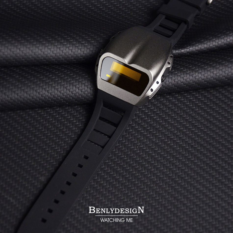 Benlydesign ｜ Gladiator角鬥士系列 X7000GA-Y ｜鐵灰色黃字款 矽膠錶帶 多功能電子錶側面