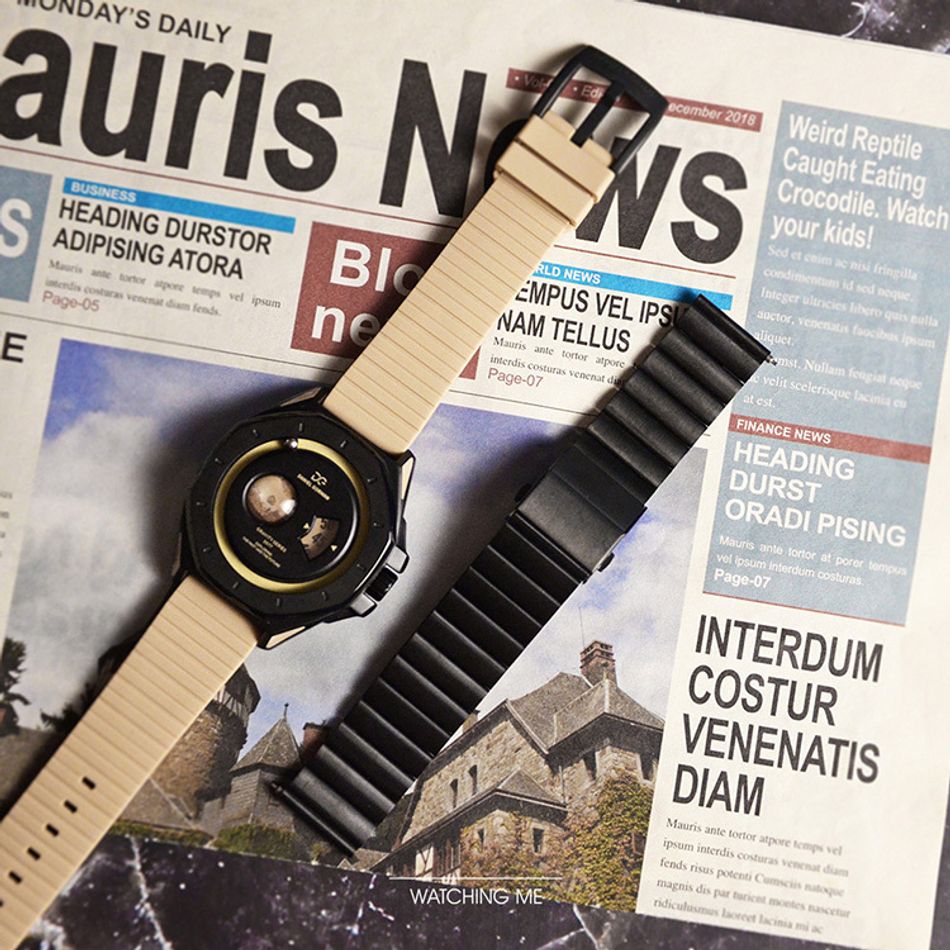 DANIEL GORMAN ｜萬有引力系列 DG0132KB ｜土星款 卡其色+黑框 卡其色矽膠錶帶不同錶帶