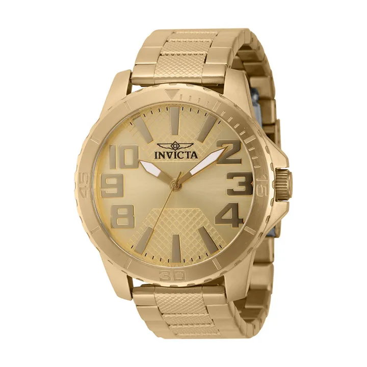 INVICTA ｜Speedway 46306｜金色面 不鏽鋼錶帶 石英錶側面