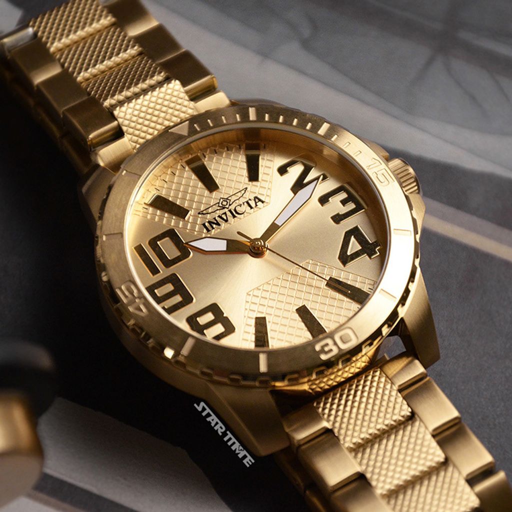 INVICTA ｜Speedway 46306｜金色面 不鏽鋼錶帶 石英錶錶面細節