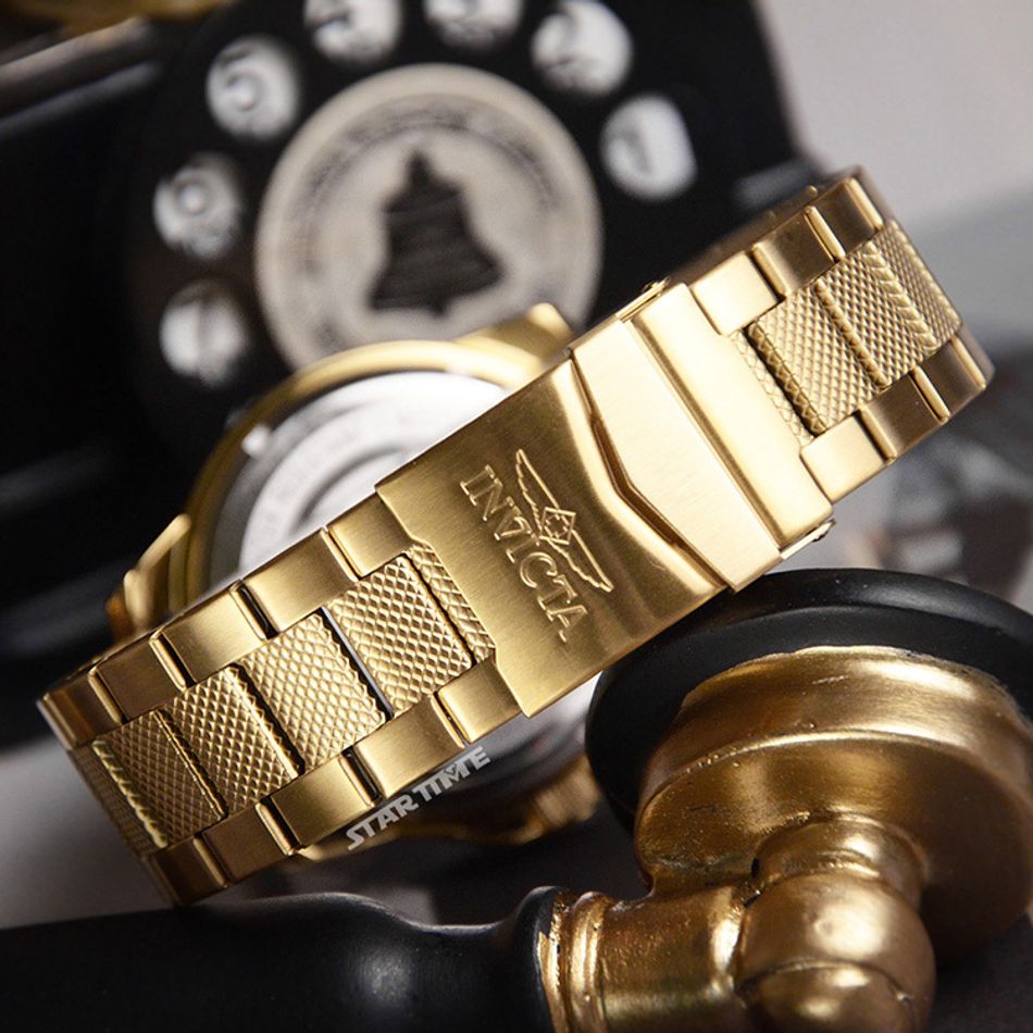 INVICTA ｜Speedway 46306｜金色面 不鏽鋼錶帶 石英錶錶帶細節