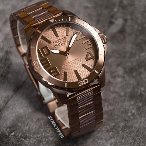 INVICTA ｜Speedway 46303｜巧克力色系 不鏽鋼錶帶 石英錶左側展示