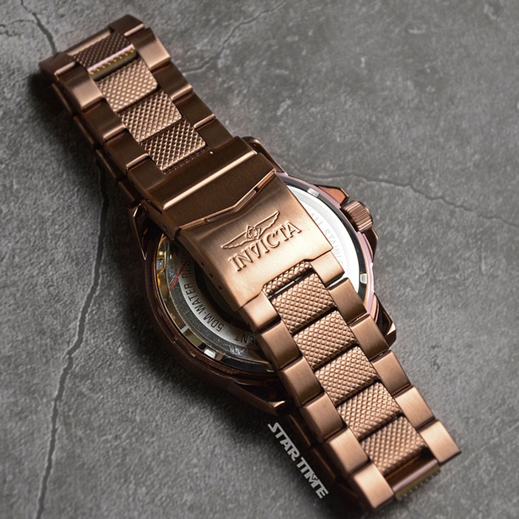 INVICTA ｜Speedway 46303｜巧克力色系 不鏽鋼錶帶 石英錶背面展示
