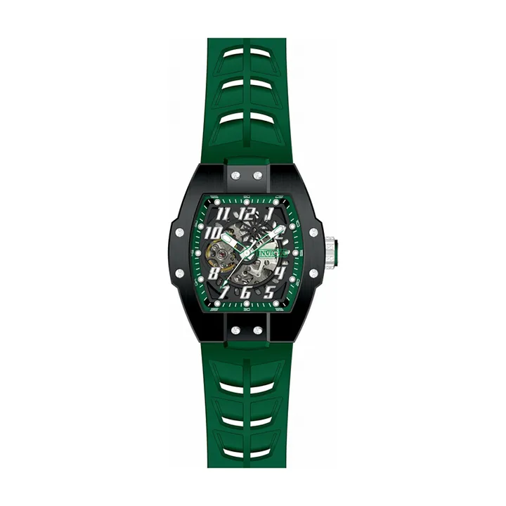 INVICTA ｜S1 Rally Store Exclusive 44890｜黑面 軍綠色矽膠錶帶 酒桶造型 自動上鍊機械錶正面