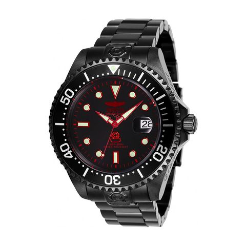 INVICTA ｜Pro Diver 28685｜黑面 紅色指針 黑色不鏽鋼錶帶 自動上鍊機械錶側面