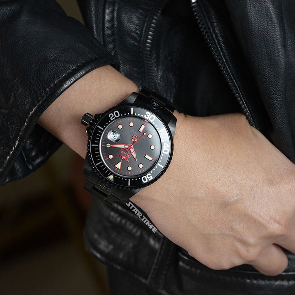 INVICTA ｜Pro Diver 28685｜黑面 紅色指針 黑色不鏽鋼錶帶 自動上鍊機械錶實戴展示