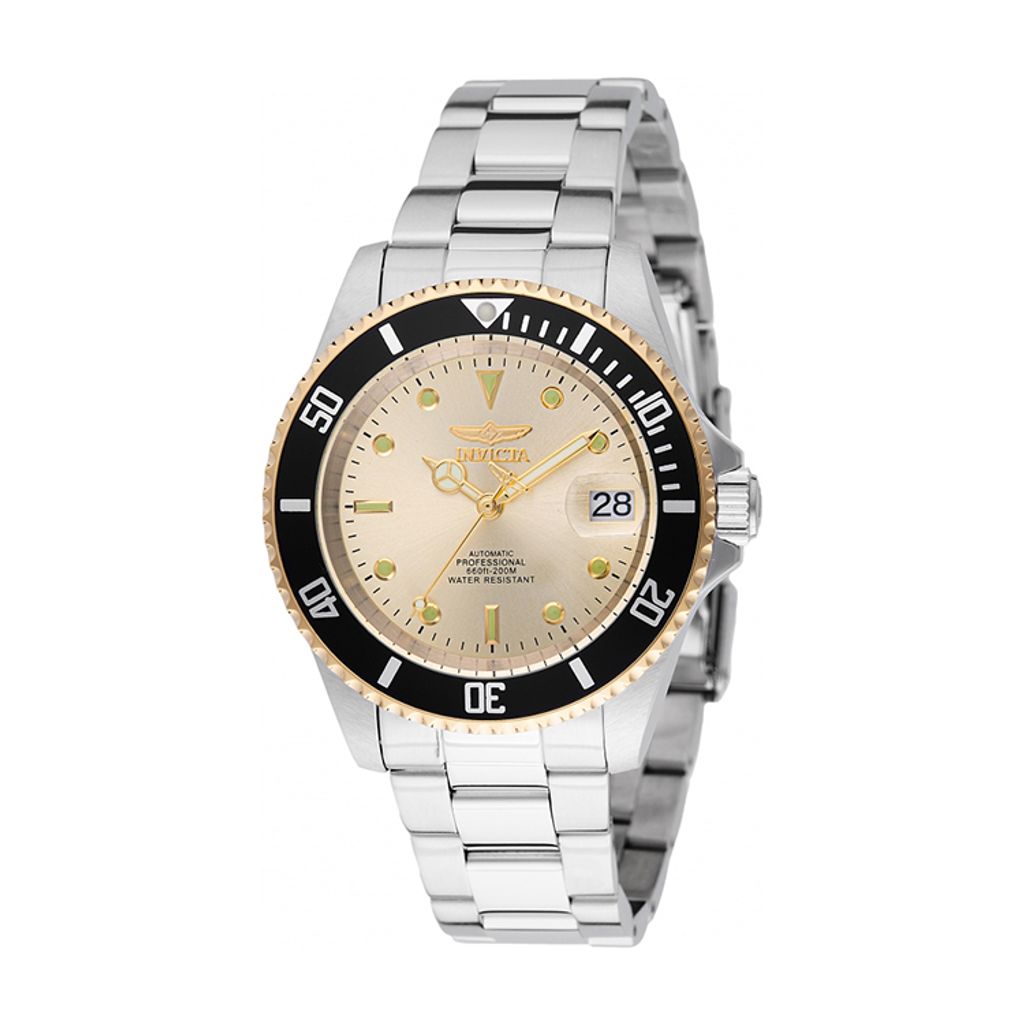 INVICTA ｜Pro Diver 49317｜香檳金面 銀色不鏽鋼錶帶 自動上鍊機械錶側面