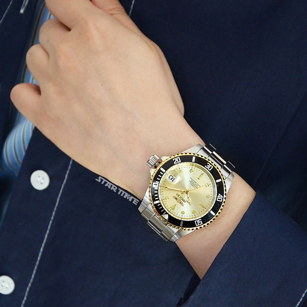 INVICTA ｜Pro Diver 49317｜香檳金面 銀色不鏽鋼錶帶 自動上鍊機械錶實戴參考