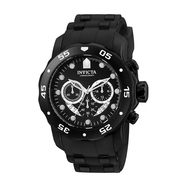 INVICTA ｜Pro Diver SCUBA 6986｜三眼計時 黑面 黑色不鏽鋼錶帶 石英錶側面