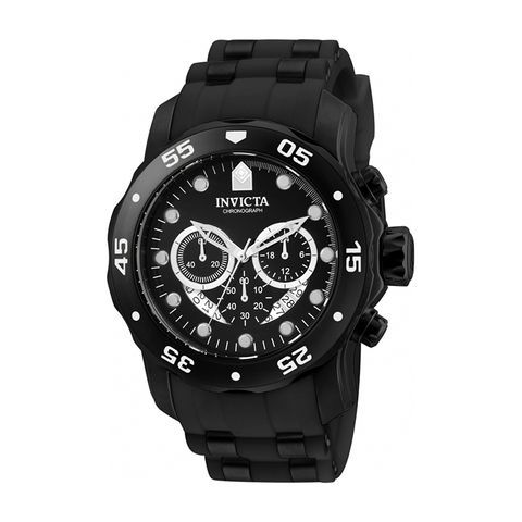 INVICTA ｜Pro Diver SCUBA 6986｜三眼計時 黑面 黑色不鏽鋼錶帶 石英錶側面