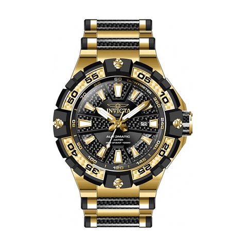 INVICTA ｜Bolt 38138｜黑金色系 不鏽鋼+碳纖維錶帶 55mm大錶徑 自動上鍊機械錶正面