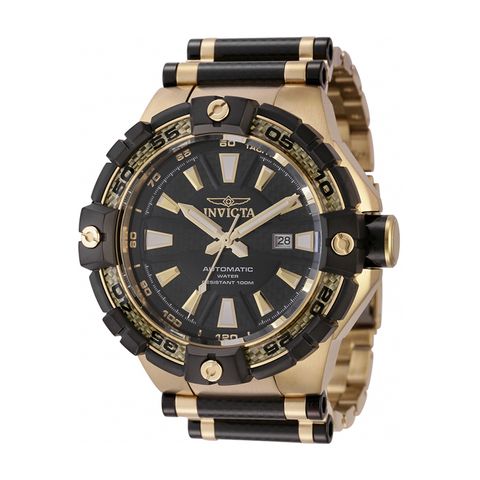 INVICTA ｜Bolt 38138｜黑金色系 不鏽鋼+碳纖維錶帶 55mm大錶徑 自動上鍊機械錶側面