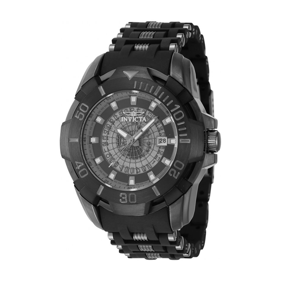 INVICTA ｜Sea Spider系列 44132｜黑色系 蜘蛛網造型錶盤 黑色PU+不鏽鋼拼接錶帶 男錶側面