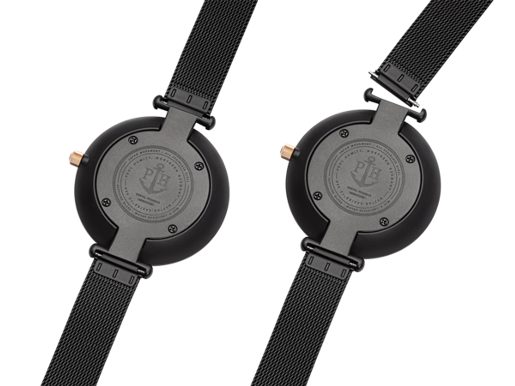 Paul Hewitt | Perfect Match PH003059SET | 霓夜黑晶鑽米蘭腕錶x大理石船錨珠鍊經典套組手錶背面