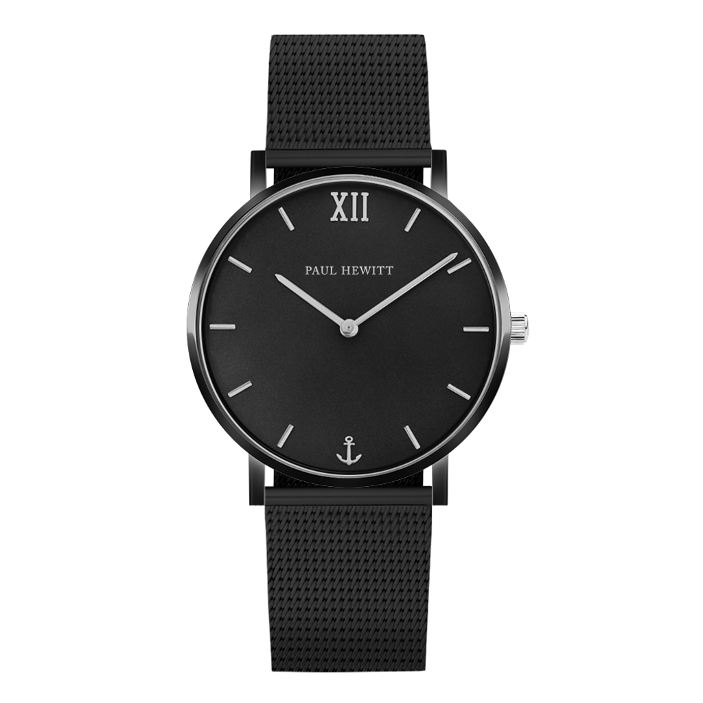 Paul Hewitt | Perfect Match PH-PM-4-(M-XXL) | 黑色黑面米蘭帶經典套組 手錶正面