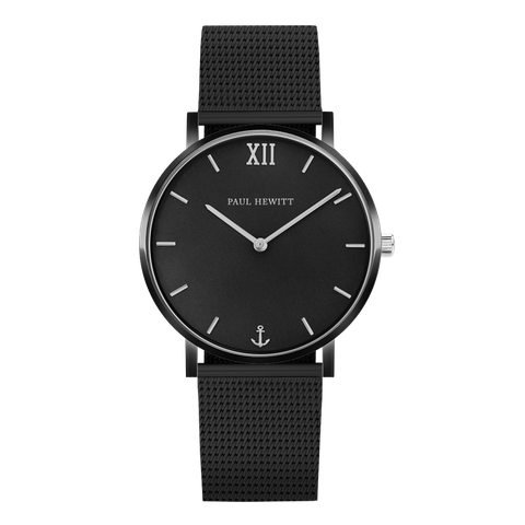 Paul Hewitt | Perfect Match PH-PM-4-(M-XXL) | 黑色黑面米蘭帶經典套組 手錶正面