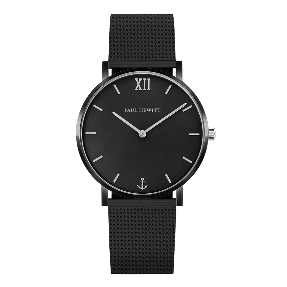Paul Hewitt | Perfect Match PH-PM-4-(M-XXL) | 黑色黑面米蘭帶經典套組 手錶正面