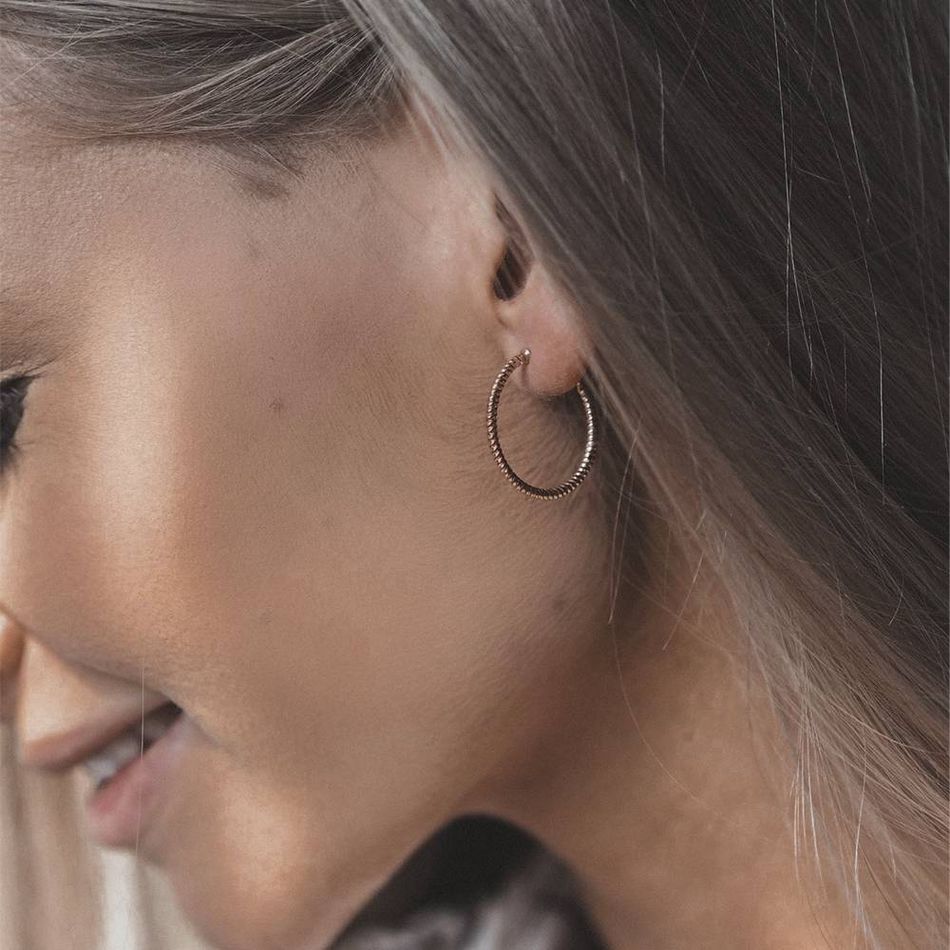 Paul Hewitt | Earrings PH-ER-RoH-R | 繩索造型玫瑰金耳環實戴參考