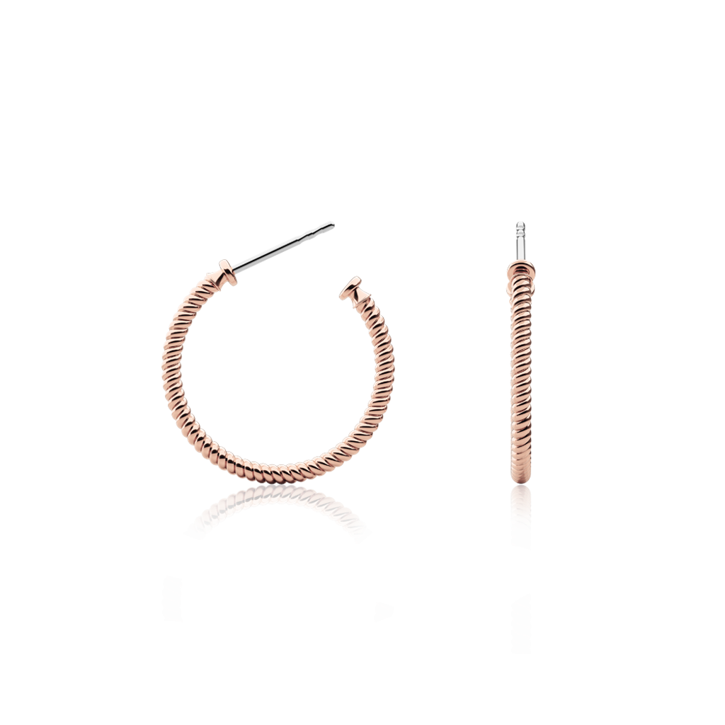 Paul Hewitt | Earrings PH-ER-RoH-R | 繩索造型玫瑰金耳環正面及側面