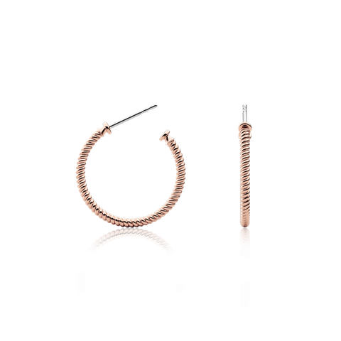 Paul Hewitt | Earrings PH-ER-RoH-R | 繩索造型玫瑰金耳環正面及側面
