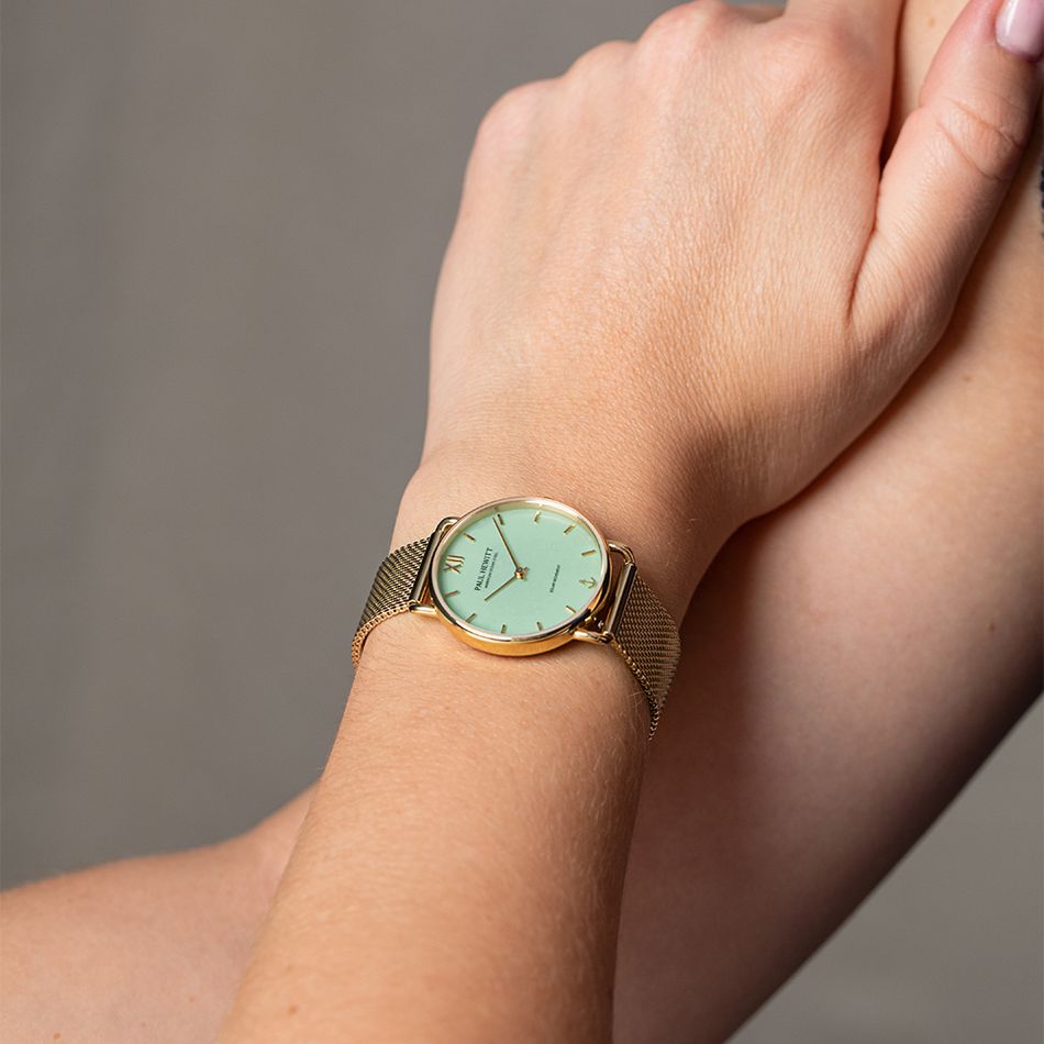 Paul Hewitt | Sailor PH-W-0512 | 金色 綠面 米蘭帶 光動能腕錶實戴展示