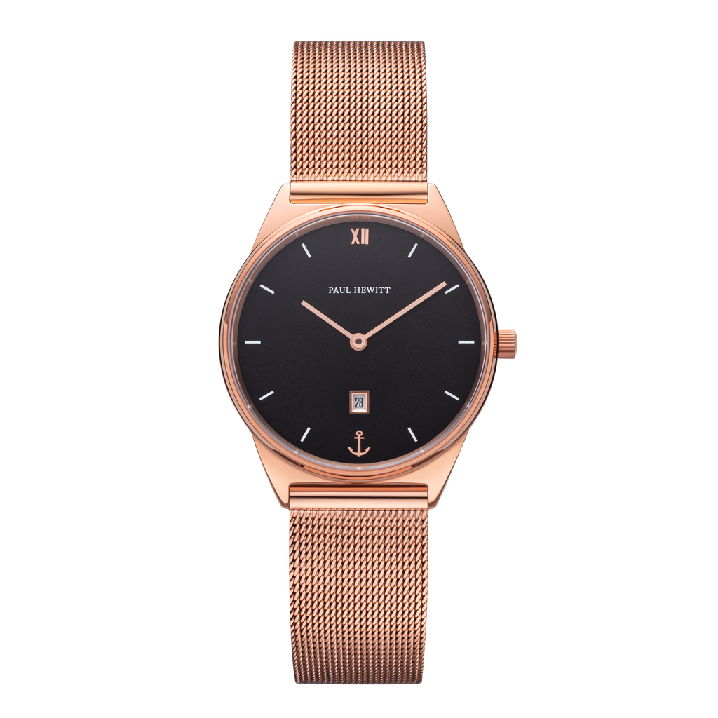 Paul Hewitt | Praia PH003161 | 玫瑰金 黑面米蘭帶腕錶正面