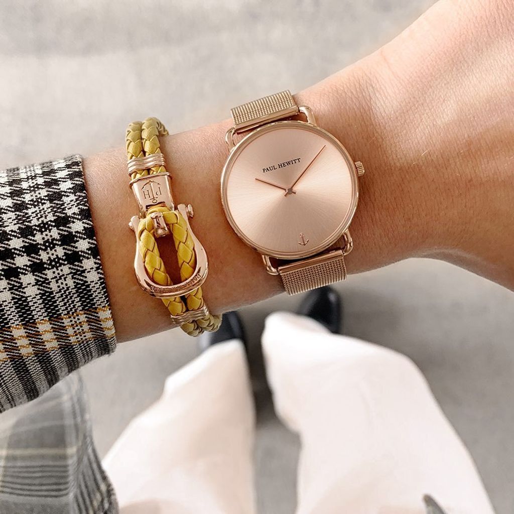 Paul Hewitt | Miss Ocean Line 海洋女神 PH-M-R-RS-4S | 香檳面玫瑰金米蘭帶腕錶實帶細節
