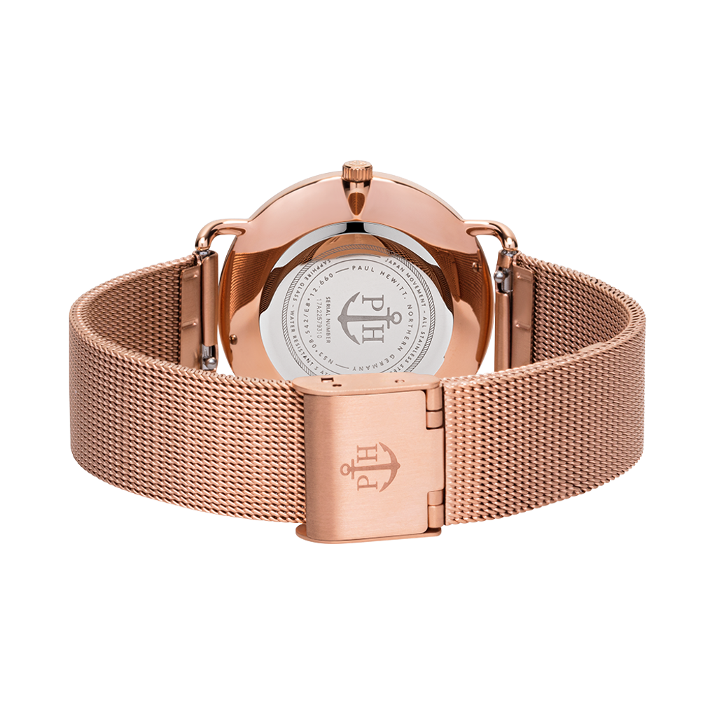 Paul Hewitt | Miss Ocean Line 海洋女神 PH-M-R-RS-4S | 香檳面玫瑰金米蘭帶腕錶背面裱帶