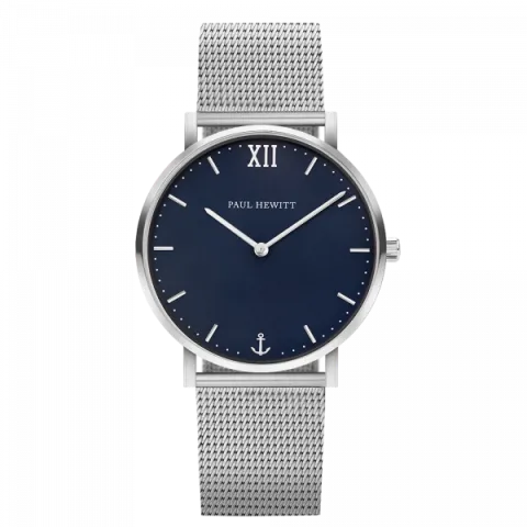 Paul Hewitt | Sailor Line  PH-SA-S-SM-B-4M | 銀框藍面不鏽鋼米蘭帶腕錶正面