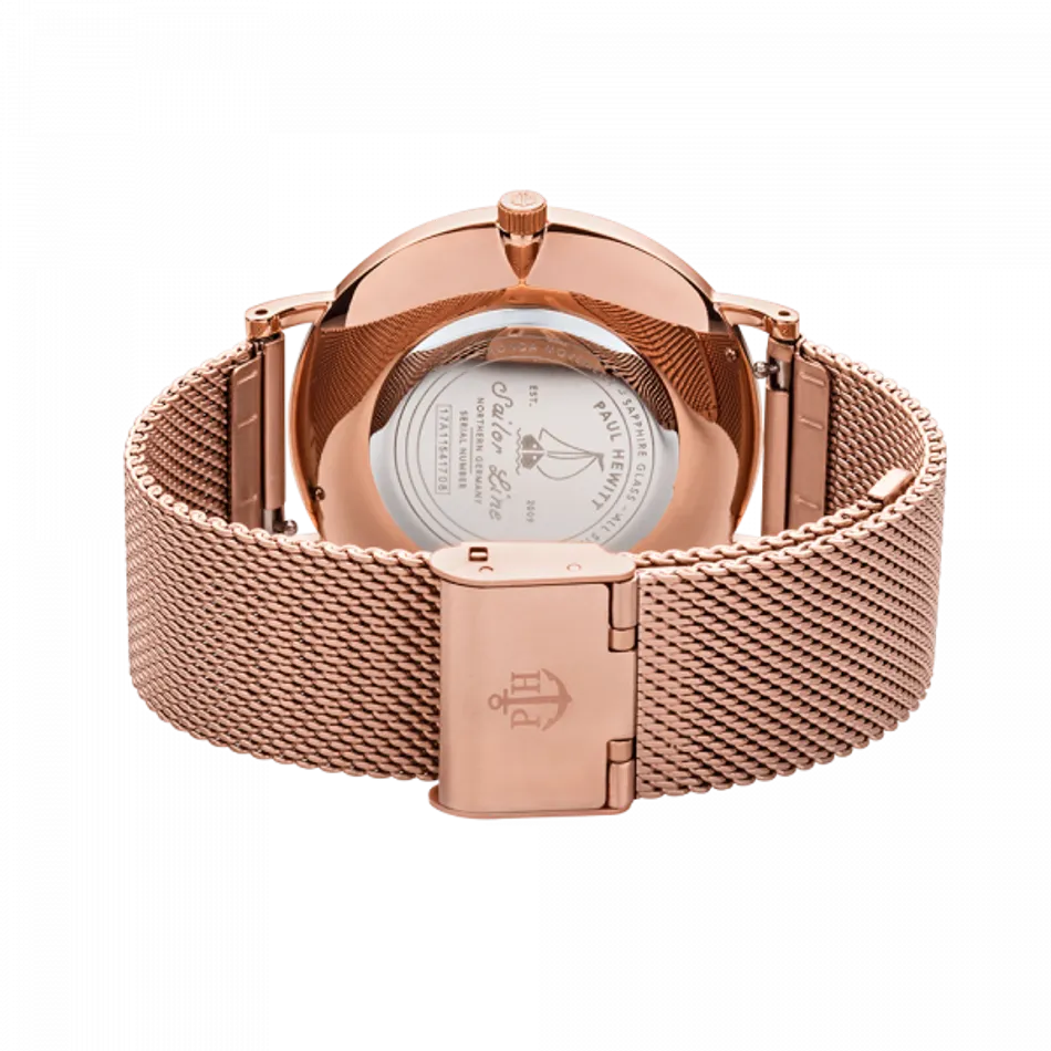 Paul Hewitt | Sailor Line PH-SA-R-ST-W-4S | 白面玫瑰金米蘭腕錶背面